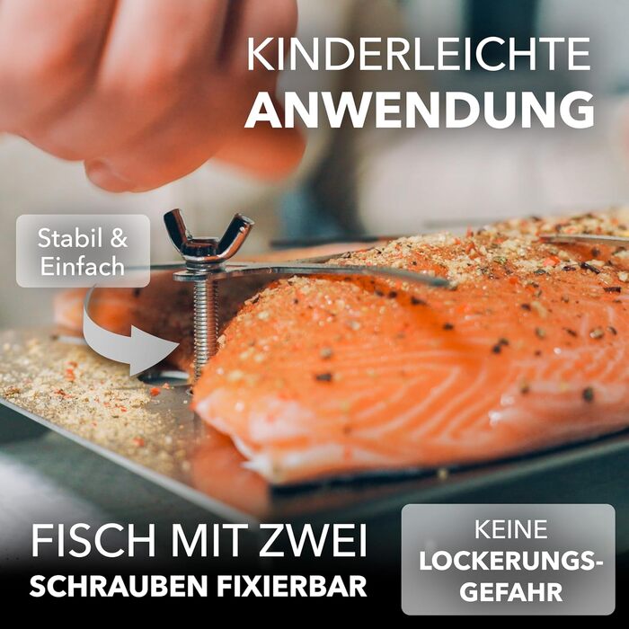 Bärenstahl Stainless Steel Salmon Grill Plank with Holder - Fireproof for Fire Pits & Charcoal Grills - Made in Germany