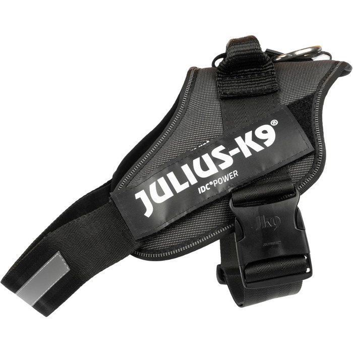 Шлейка для собак IDC Powergeschirr S - відбиваюча, з лого, регульована, дихаюча, для малих, середніх та великих собак (2TON (Black-Gray), L/1)