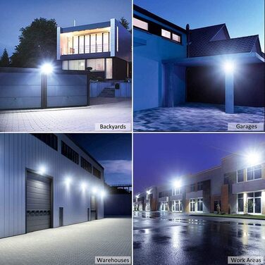 papasbox 100W LED Floodlight Spotlight, LED Floodlight Construction Light with Plug Waterproof IP65, 3000K Warm White, Ideal Wall Light Outdoor Lighting for Garden, Garage, Hotel