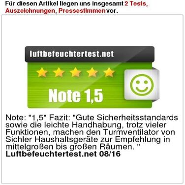 Турбовентилятор Sichler для дому: потужний вентилятор-колона з дистанційним керуванням, осциляція 90°, 55 Вт