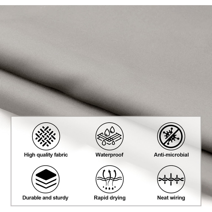 Штора для ванни 180x180 см, водонепроникна, антигрибкова, з кільцями, бежева (1 шт.)