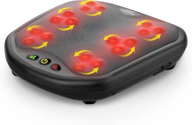 Масажер для ніг Snailax Shiatsu з підігрівом, 18 роликів, для будь-якого розміру, електричний, для чоловіків та жінок (Чорний, 3 кнопки)