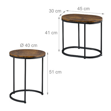 Relaxdays Set of 2 Side Tables - Industrial Design