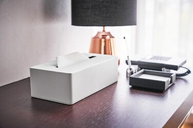 YAMAZAKI 4215 TOWER Tissue Box Holder Minimalist Design, Steel Alloy, White, 26.5 x 13.5 x 7.5 cm (LxBxH)