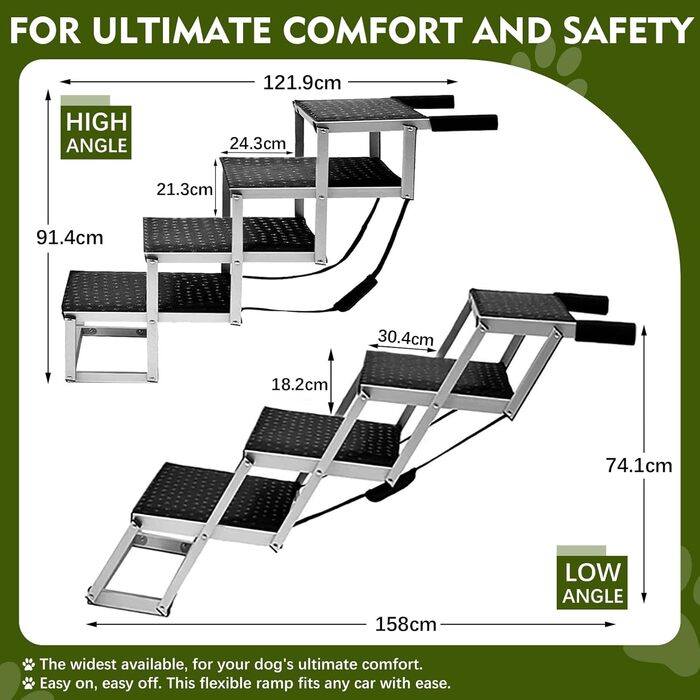 Сходинки для собак великих порід, широкі, 4 сходинки, складана пандус для собак, легкі та неслизькі, для автомобіля, вантажівки та SUV, витримує до 100 кг