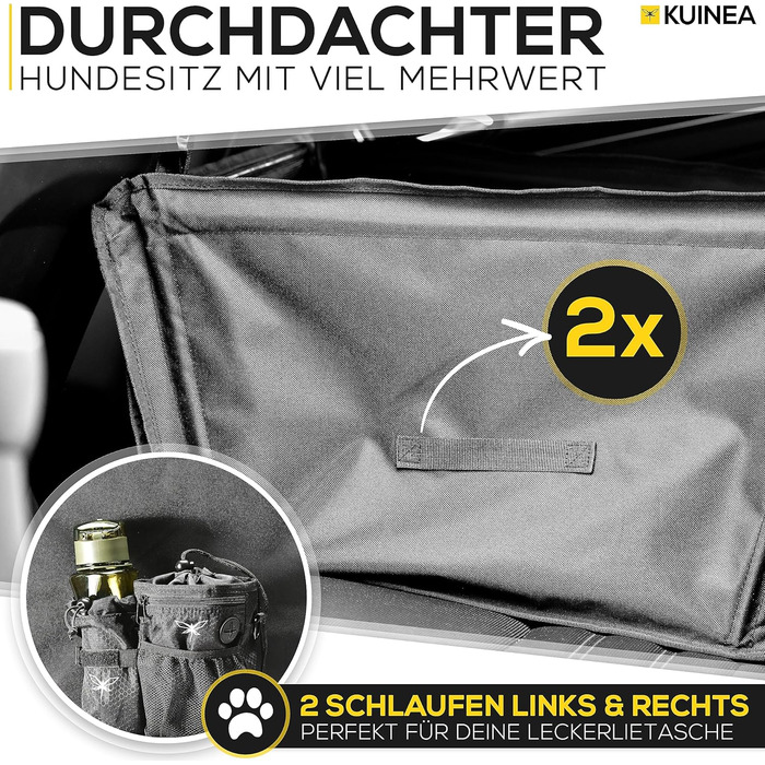 Автокрісло для собак KUINEA® Extra Stable - з ременем безпеки, для собак маленьких та середніх порід, водовідштовхуче, автокошик для собак, автокрісло для собак