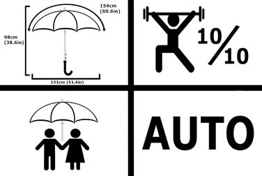COLLAR AND CUFFS London XL Windproof Golf Umbrella - 154cm Fiberglass Frame - Automatic Open/Close - Red & Black