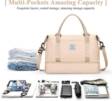 Спортивна сумка для подорожей та фітнесу, водонепроникна, з відділенням для взуття, 47x37x22 см (38л)