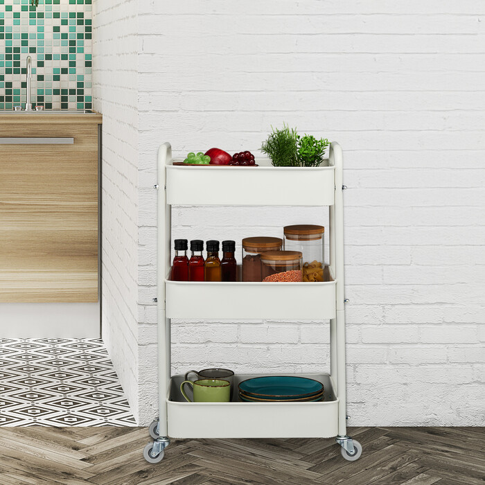 Relaxdays Rolling Cart with 3 Levels