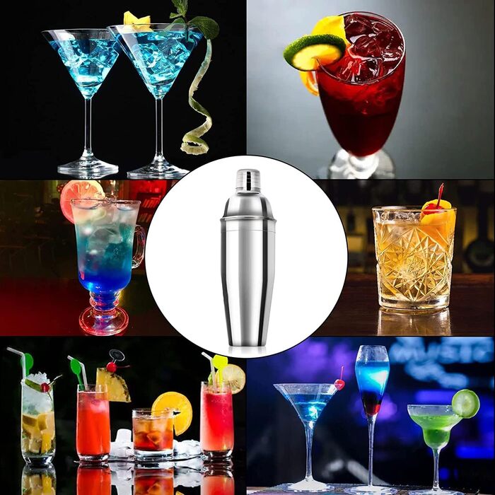 Набір для коктейлів 10 предметів, 750 мл, нержавіюча сталь - професійний шейкер для бармена, аксесуари для приготування коктейлів вдома та в барі