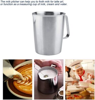 2000 ml Stainless Steel Measuring Cup, Measuring Pitcher with Handle for Latte Art Espresso Machines