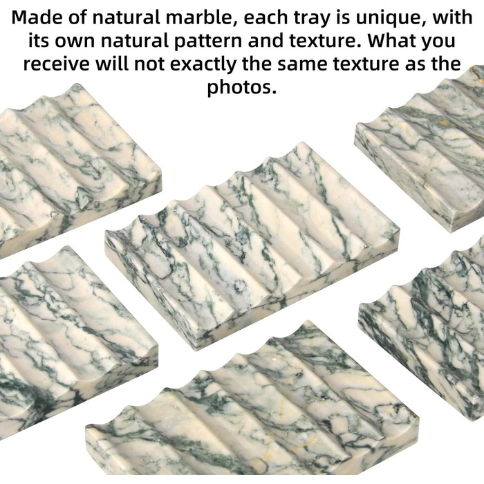 Склянка для мила з мармуру з отвором, зелена текстура. Прямокутна склянка для мила з хвилястою формою, самостійно спорожняється, для ванної кімнати, кухні. Підставка для мила та губки.