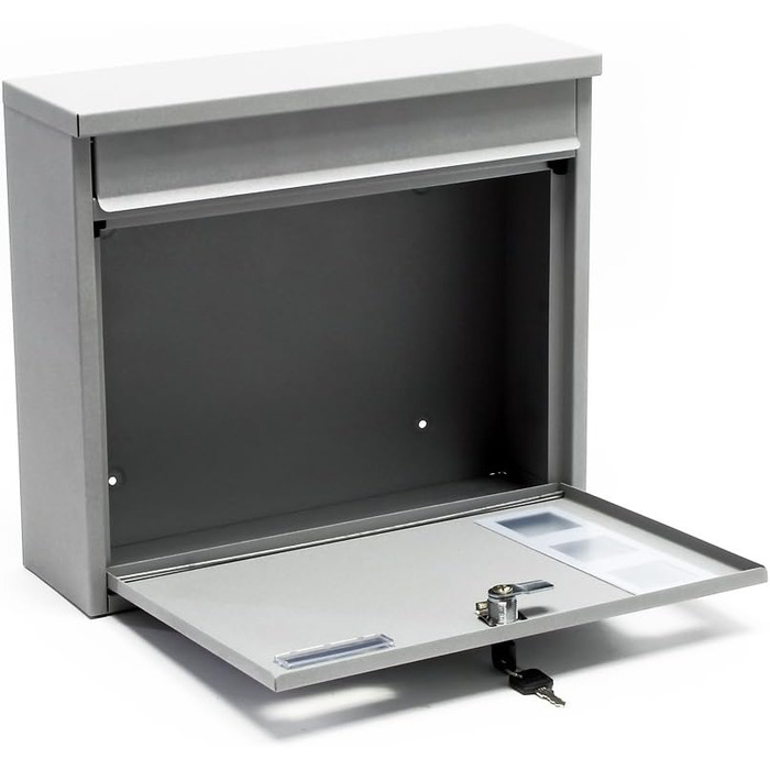 Поштовий ящик Wiltec V12 сталевий оцинкований сріблястий з замком, вікном та табличкою для імені 360x115x320 мм