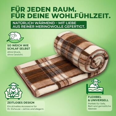 Плед з мериносової вовни, 240x200 см - теплий та м'який плед з 100% мериносової вовни, в клітинку, вага 500г/м2, дихаючий матеріал