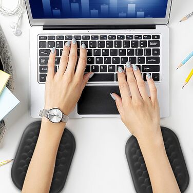 Підставка для зап'ястя Gimars під клавіатуру та мишу з memory foam, чорна