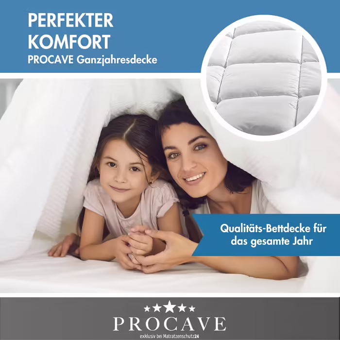 PROCAVE Micro-Comfort всесезонна ковдра 200x220 см, мікрофібра, стьобана, легка, м'яка, для ліжка, комфортна, Soft Touch