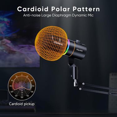 Мікрофон COMICA EJoy D10: Динамічний USB/XLR з RGB-підсвічуванням та шумозаглушенням