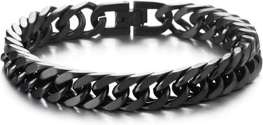 Чоловічий браслет-панцер з нержавіючої сталі COOLSTEELANDBEYOND, сатиновий, чорний колір