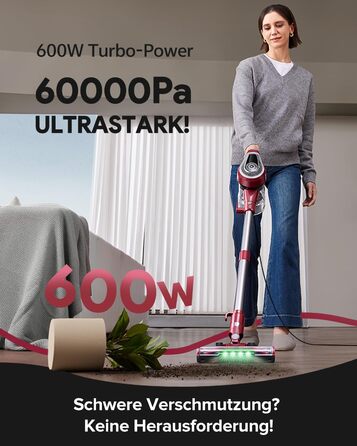 Ручний пилосос Vexilar C8 з кабелем, 600W, 60kPa, 7м кабель, безперешкодна щітка для підлоги, контейнер 1.5L без мішка для твердих поверхонь, килимів, шерсті тварин