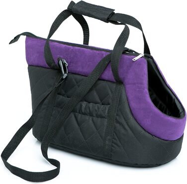 Сумка-переноска для собак та котів, рюкзак для маленьких та середніх собак/кошенят, чорний з фіолетовим, 20x42x22 см