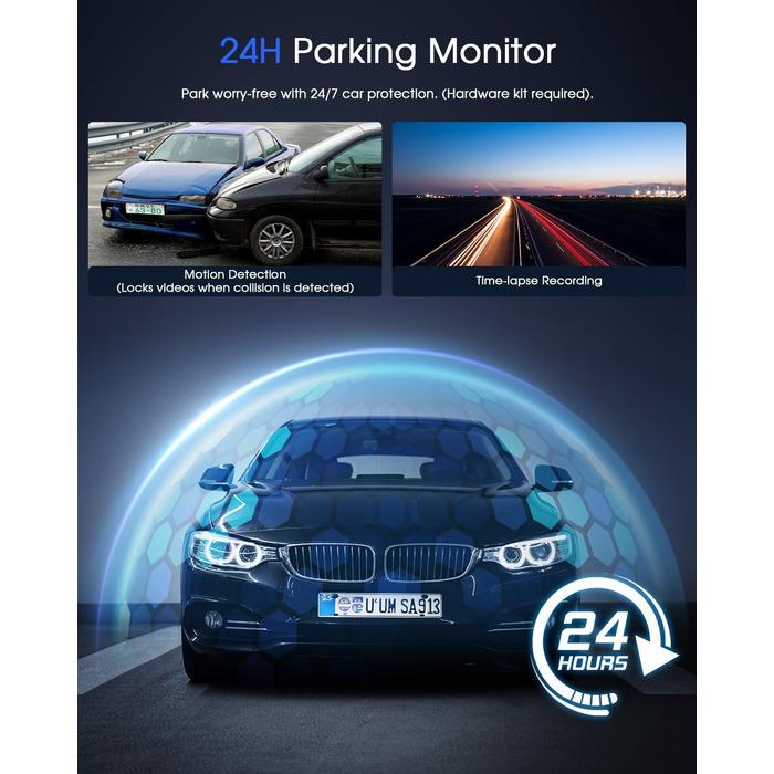 Дзеркало заднього виду з відеореєстратором 2K, автомобільна камера з Wi-Fi, GPS, нічне бачення, WDR, паркувальний режим 24/7, датчик руху, G-сенсор