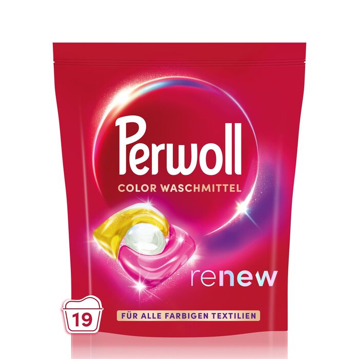 Капсули для прання кольорових речей Perwoll Renew Caps Color All-in-1, відновлення кольору та волокон, 80 прань (2 x 40 шт)