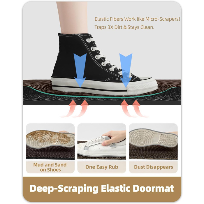 Прикільчиковий килимок COLOR&GEOMETRY для вулиці 60x90 см, протибризковий та вологопоглинаючий килим-грязезахисний, протиковзкий, бежевий