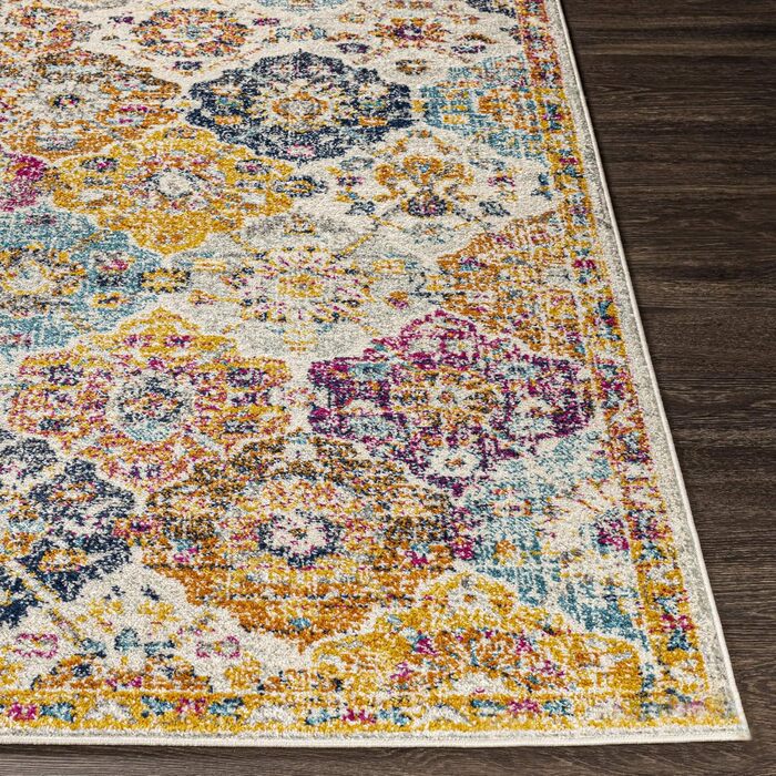 Килим Livabliss Sicily Vintage 120x170 см - вітальня, їдальня, спальня, етнічний стиль, блакитний, гірчичний, чорний, сірий