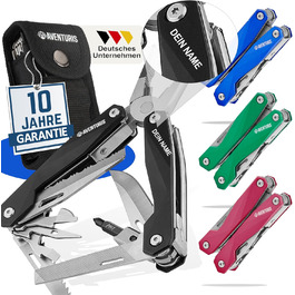 AVENTURIS® Multitool. Great multifunctional tool as bicycle accessories or outdoor gear, a multitool tool as men's gifts or a Leatherman multitool in green (Personalized, Black).