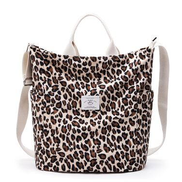 Сумка жіноча KALIDI Cord Shopper велика, повсякденна, для школи, роботи, покупок (Леопард)