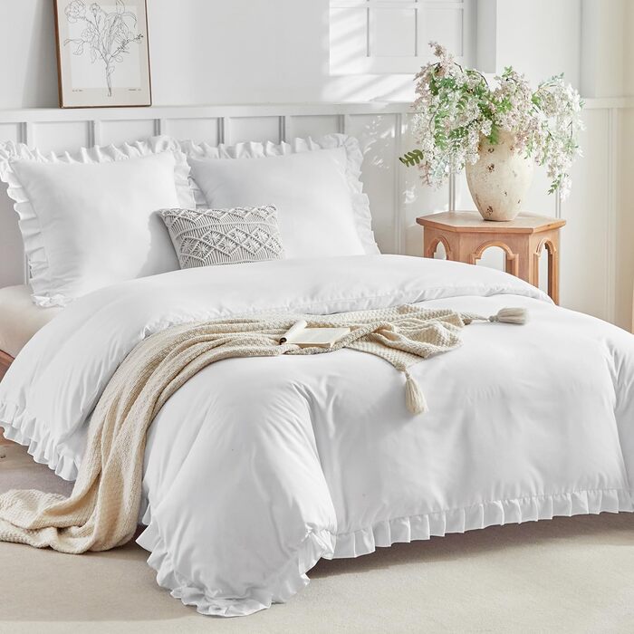 Комплект постільної білизни Lekesky 135x200 (4 шт.) - сірий, квітковий принт, поліестер мікрофібра, з блискавкою