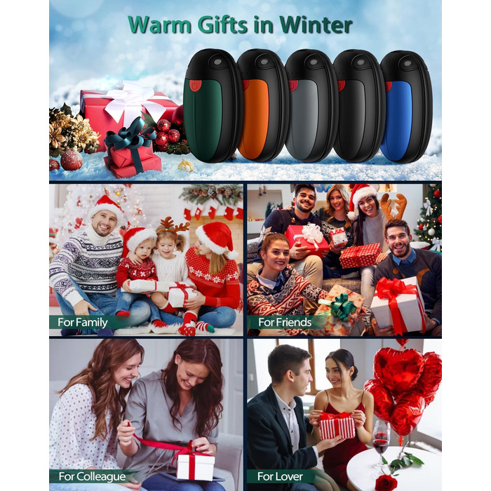 Електричні грілки для рук, набір 2 шт. USB, 20 годин тепла, 3 температурні режими, для спорту та Raynaud's, зелені