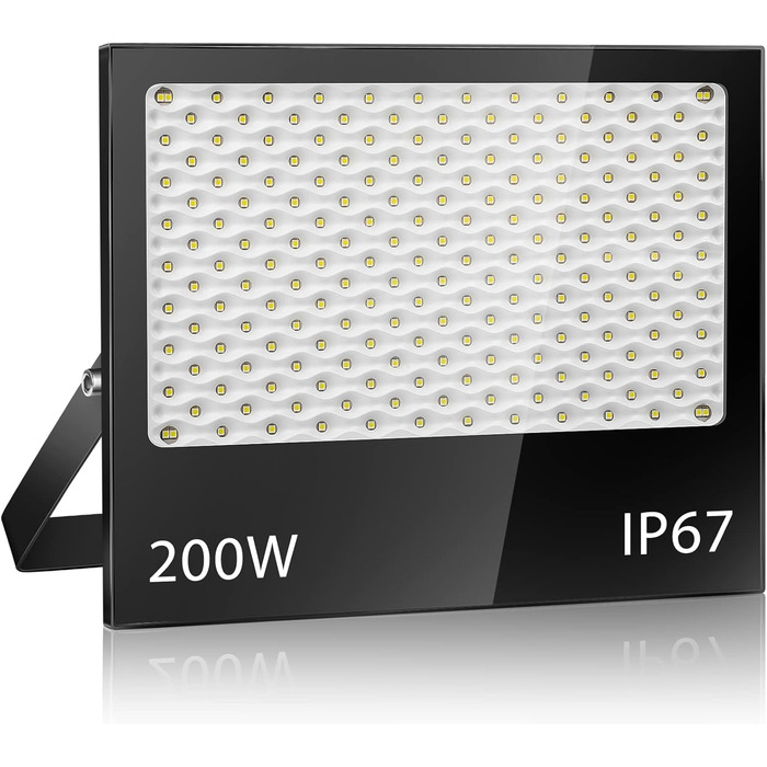 200W LED Floodlight Outdoor, 20000LM LED Spotlight, 7000K Cool White Spotlight, IP67 Waterproof Floodlight, for Backyard, Courtyards, Garage, Hallway, Garden
