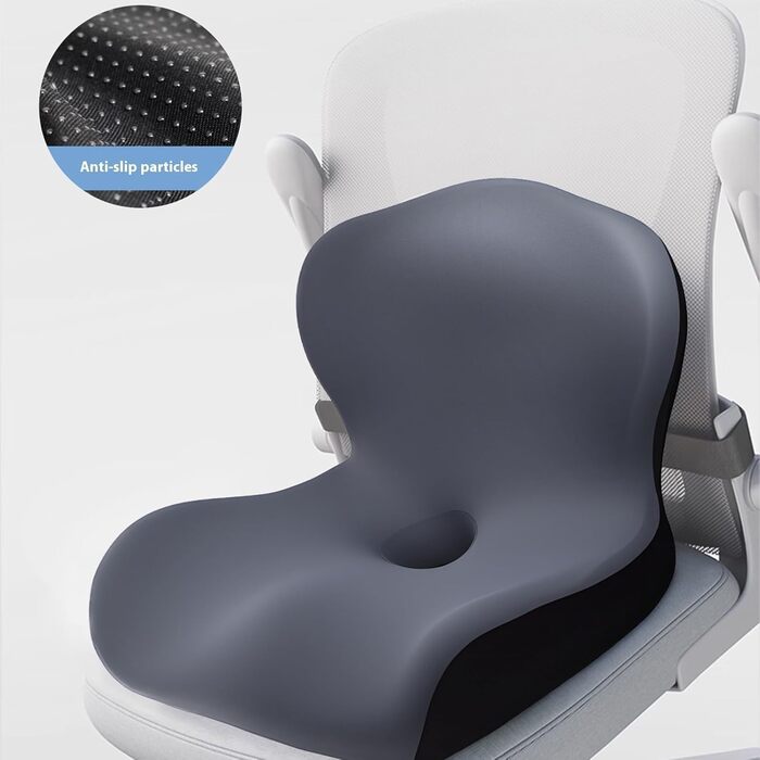 Ортопедична подушка для сидіння з підтримкою спини, Memory Foam, для офісного крісла, авто, інвалідного візка (Темно-сірий)
