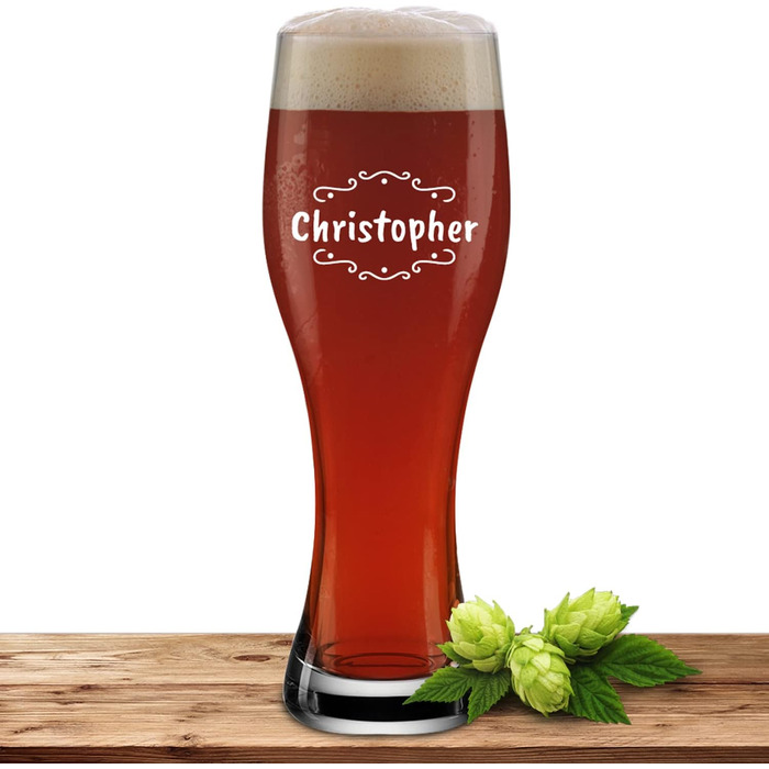 Склянка для пива з іменем або побажанням, 0,5л, з гравіюванням, індивідуальний подарунок, персоналізована склянка для пшеничного пива (оздоблення 02)