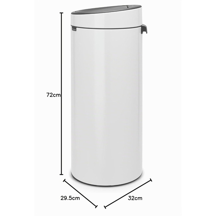 Сміттєвий кошик Brabantia Touch Bin з виймаючою пластиковою ємністю, білий, 30 л