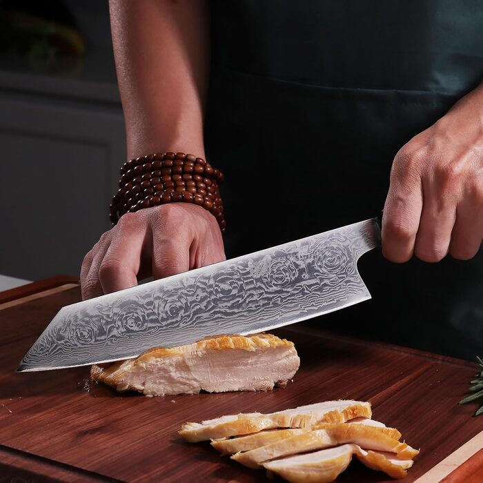 Японський ніж Kiritsuke FINDKING 9 дюймів, Дамаська сталь, для професійних та домашніх кухарів (серія BLACK-ROSE)