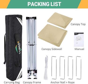 COBIZI Gazebo 3x3 Waterproof, Stable, Winter-Proof Foldable Gazebo 3x3 with 4 Side Walls Outdoor Pop-up Gazebo Folding 3x3m UV Protection 50+ Garden Tent Party Tent Folding Party Tent incl. Bag (Khaki)