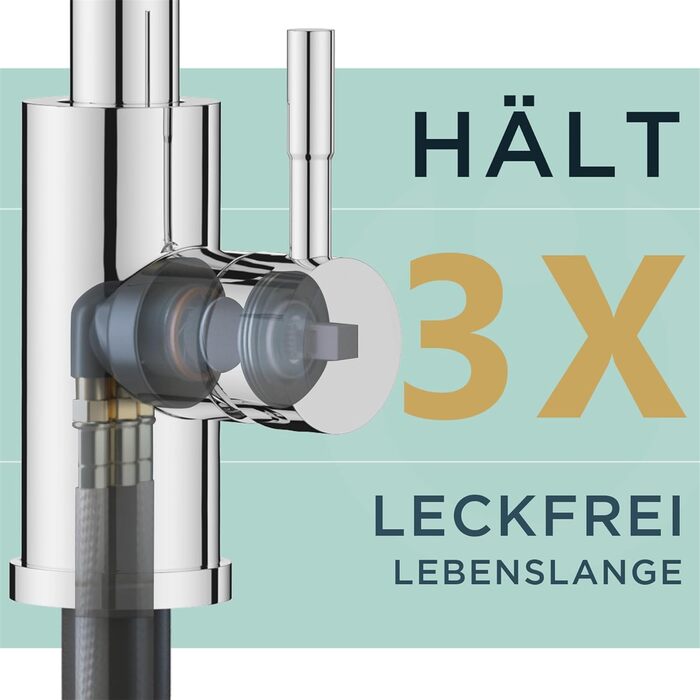 Змішувач для кухні FORIOUS з висувною лійкою та душем, 360° обертання, 2 режими, полірована хром