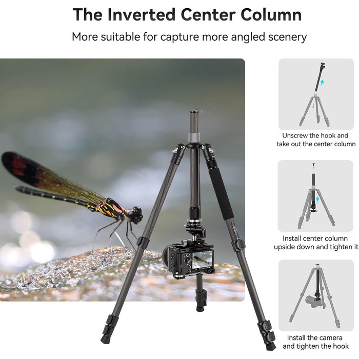 SMALLRIG штатив з вуглецевого волокна з центральною колоною, 360° кульова головка, знімний монопод, Quick Release Plate, вантажопідйомність 12 кг, 4059