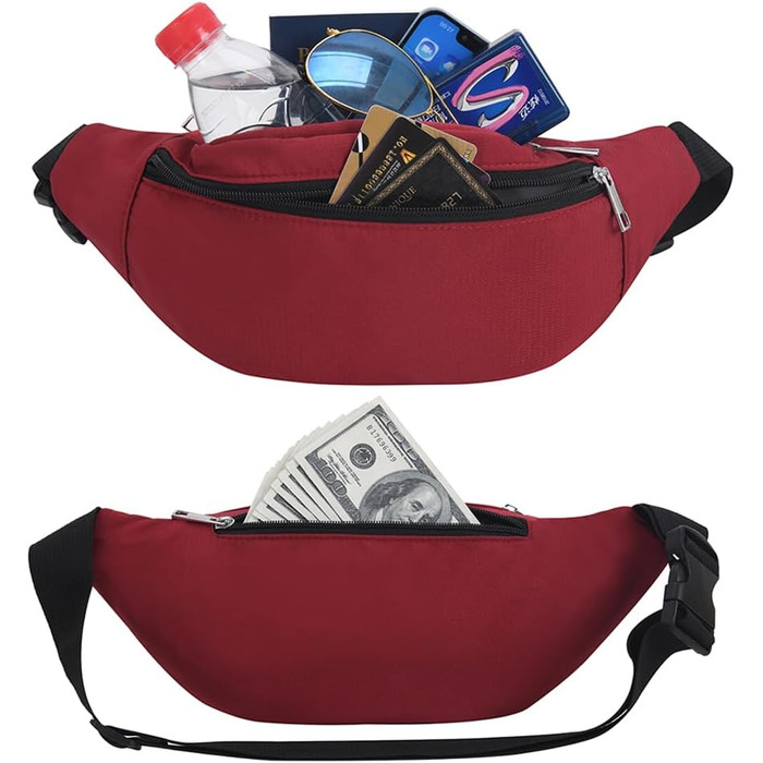 Спортивна поясна сумка на пояс, водонепроникна, для жінок та чоловіків, нейлон, для туризму, бігу, собак, червона