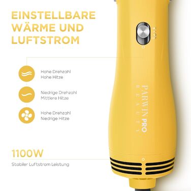 Набір для укладки волосся PARWIN PRO BEAUTY 5 в 1: фен-щітка з іонізацією, 1100 Вт, 5 насадок для сушіння, випрямлення, об'єму та укладки