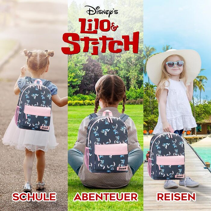 Рюкзак Disney Stitch для дівчаток: шкільний, спортивний, для подорожей - рожево-синій (40x30x15 см)