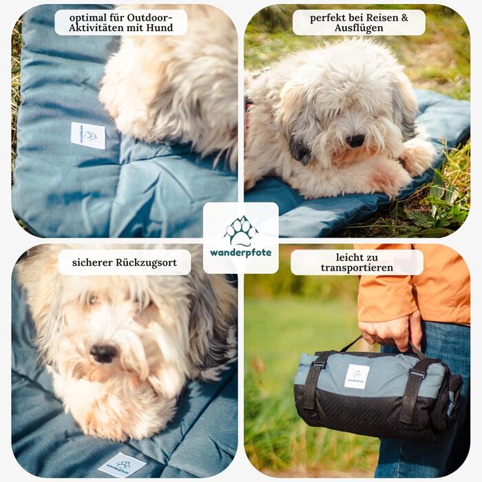 Килимок для собак Wanderpfote, 75 x 50 см – ортопедичний, водонепроникний, для подорожей та авто – сірий (розмір M)