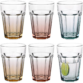 Cocktail Glasses Large Drinking Glasses Cuba Libre Glasses | 425 ml | Set of 6 | Cocktail Highball Water Glass Set Tumblers Retro Design | GIGI Collection | WATERCOLOR OMBRE - Hand Wash