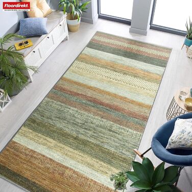 Килимок для підлоги Floordirekt для кухні, коридору та вітальні - килимок на замовлення, метр - килимок для коридору, килимок для кухні, килимок для вітальні (80 x 200 см, Naxos - Бежево-червоний)