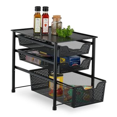 Relaxdays Drawer Unit with 3 Basket Pull-Outs