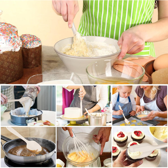 Набір кухонних аксесуарів Joyfair, 15 предметів, силікон, кухонне приладдя, стійке до нагріву, антипригарне, для посуду, з підставкою, придатне для миття в посудомийній машині (Хакі)