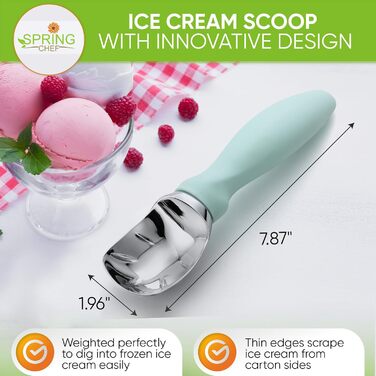 Професійний дозатор для морозива Spring Chef Robuster: для gelato, сорбету, тіста та замороженого йогурту. Металевий, для кухні, миється в посудомийній машині. 1 шт.