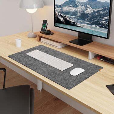 Підкладка на стіл YSAGi з фетру 90x40 см, антиковзка, для миші та клавіатури, офіс/домашній офіс, темно-сіра